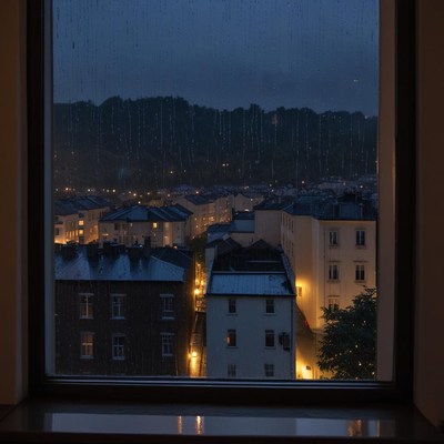 Evening rain through the window