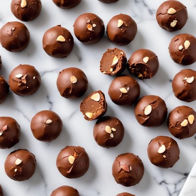 Delicious chocolate truffles with almonds