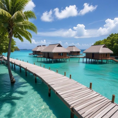 Tranquil resort on turquoise waters