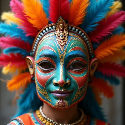 Colorful traditional festival costume display