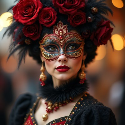Elegant woman in festive mask