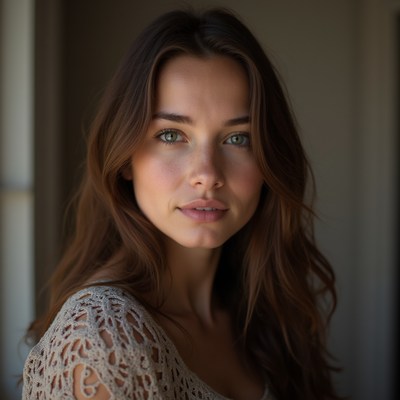 Portrait of a woman with wavy hair