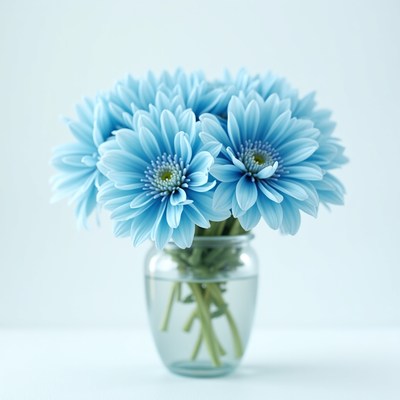 Blue flowers in a glass vase