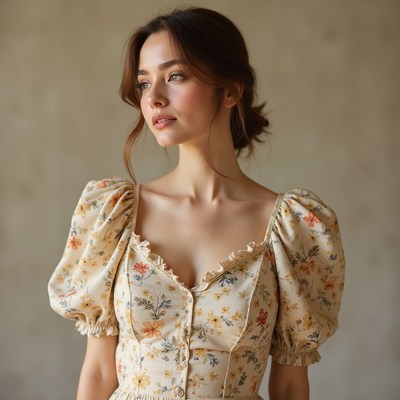 Beautiful woman in floral dress