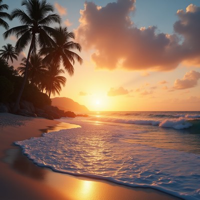 Sunset at the tropical beach