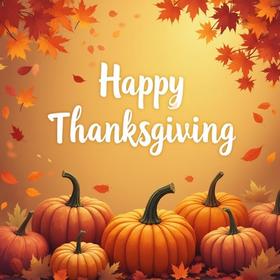 Fall pumpkins with thanksgiving message