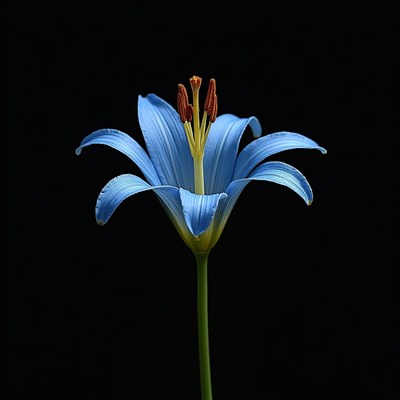 Blue flower against dark background