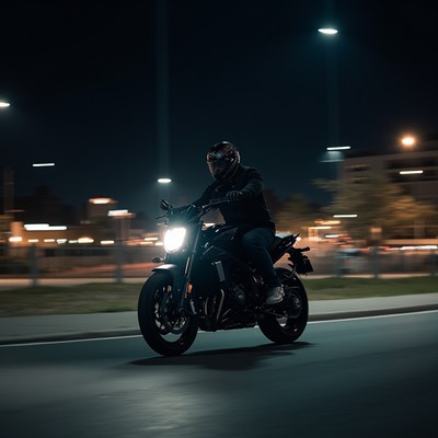Night ride through urban streets