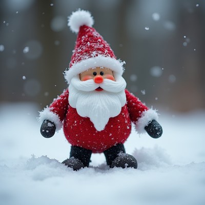 Snowy santa in winter wonderland