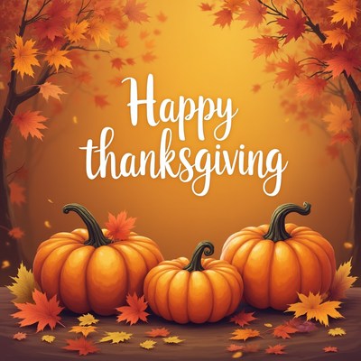 Autumn pumpkins in autumn leaves scene