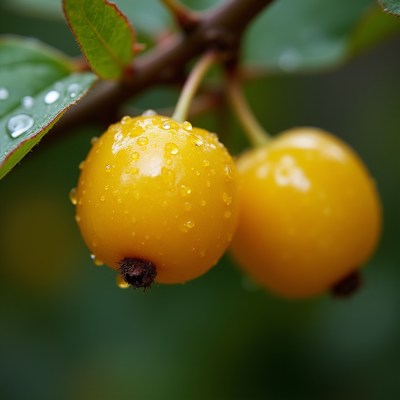 Golden berries after rain