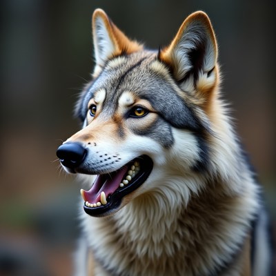 Wolf with bright eyes in nature