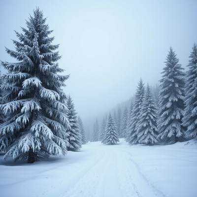 Winter scenery with snowy trees