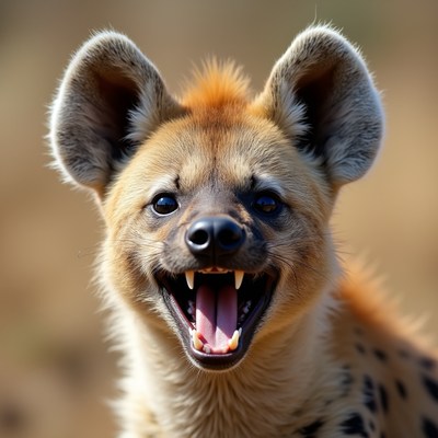 Hyena smiling in natural habitat
