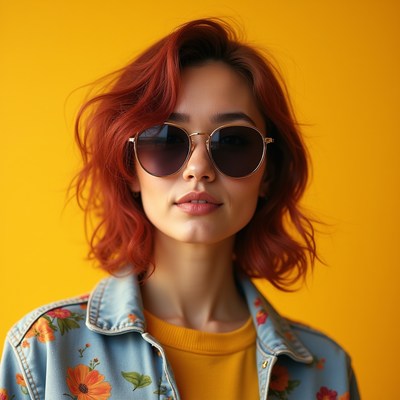 Stylish woman with vibrant background