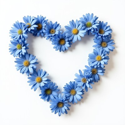 Heart shaped blue flower arrangement