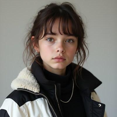 Young girl in stylish outerwear