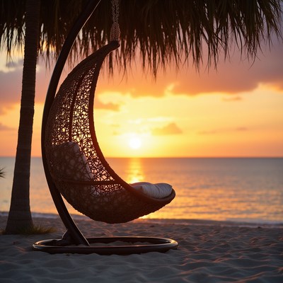 Tranquil sunset at beach hammock