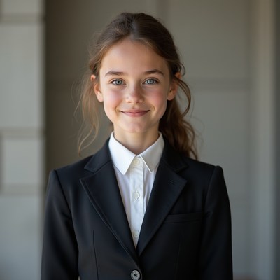 Confident girl in formal attire