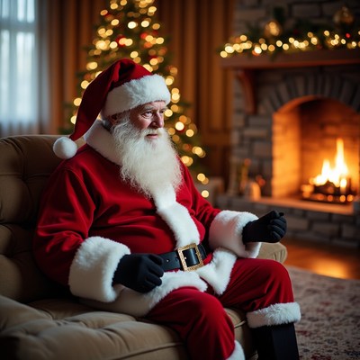 Santa claus in cozy holiday setting