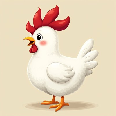 White chicken with red comb