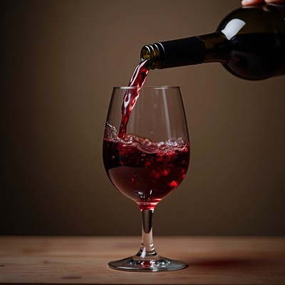 Pouring red wine into glass