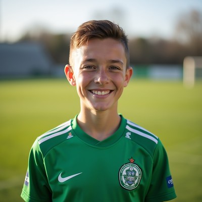 Young football player smiles confidently