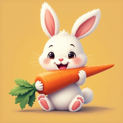 Happy bunny with a carrot