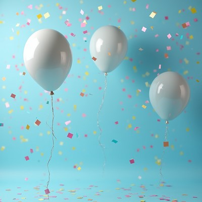 Celebrate with colorful balloons and confetti