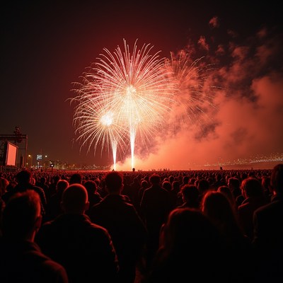 Fireworks illuminate night sky