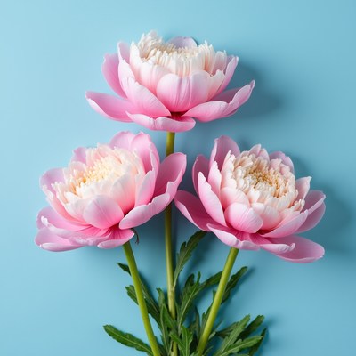 Pink flowers on blue background
