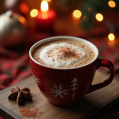 Cozy holiday drink with whipped cream