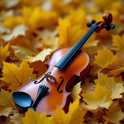 Violin on autumn leaves