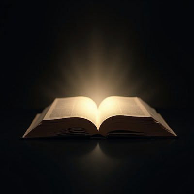 Light shining from open book