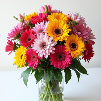 Colorful gerbera daisy bouquet display