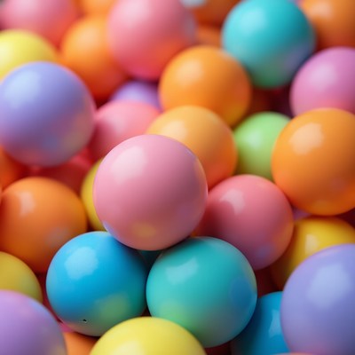 Colorful plastic balls in a playful scene