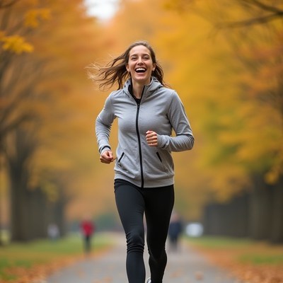 Running in autumn park