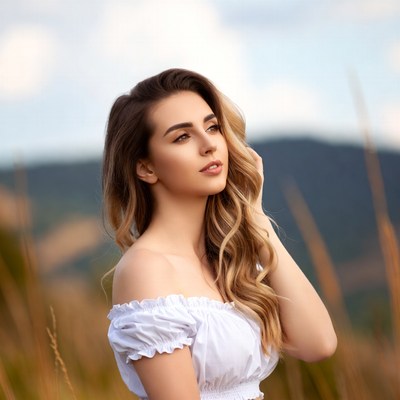Young woman enjoying nature in the hills