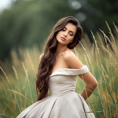 Elegant woman in field