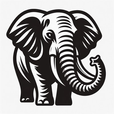 Bold black elephant illustration design