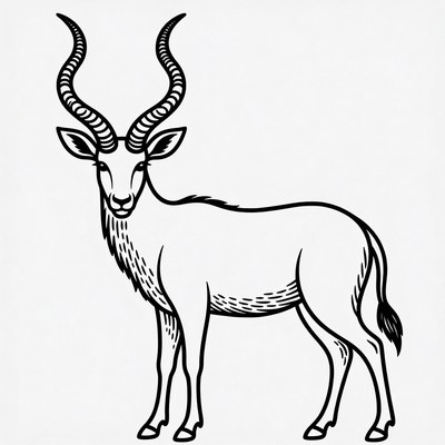Majestic antelope in line art