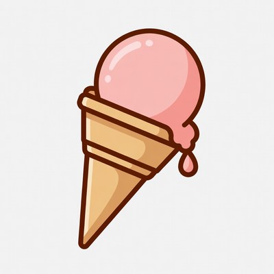 Sweet pink ice cream cone delight
