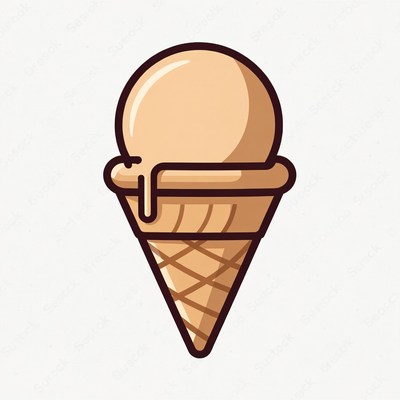 Fun ice cream cone design with melting scoop