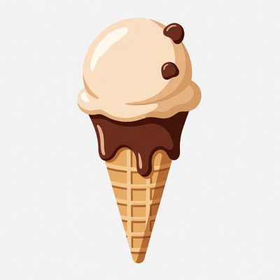 Creamy chocolate and vanilla ice cream cone