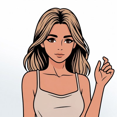 Young woman with flowing hair