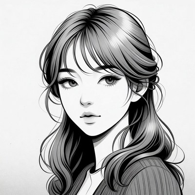 Portrait of a young woman with long hair