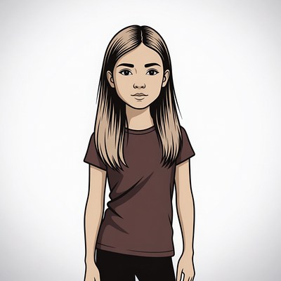 Girl in casual shirt standing