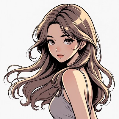 Young woman with flowing hair