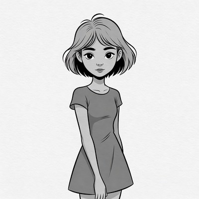 Young girl in simple dress