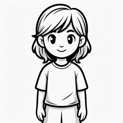Cute cartoon character with short hair